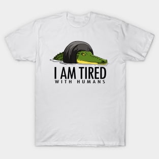 Crocodile trapped in tire T-Shirt